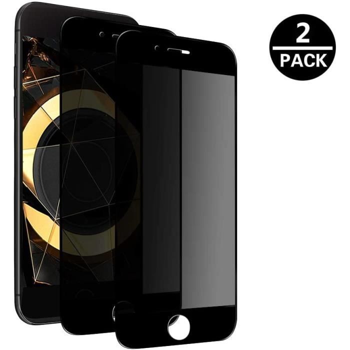 2 x Verre Trempé Anti Espion Compatible pour iPhone 6 - 6S Plus, [Anti-Spy] HD Film Protection en Verre Trempé, SpiritSun 3D Noir
