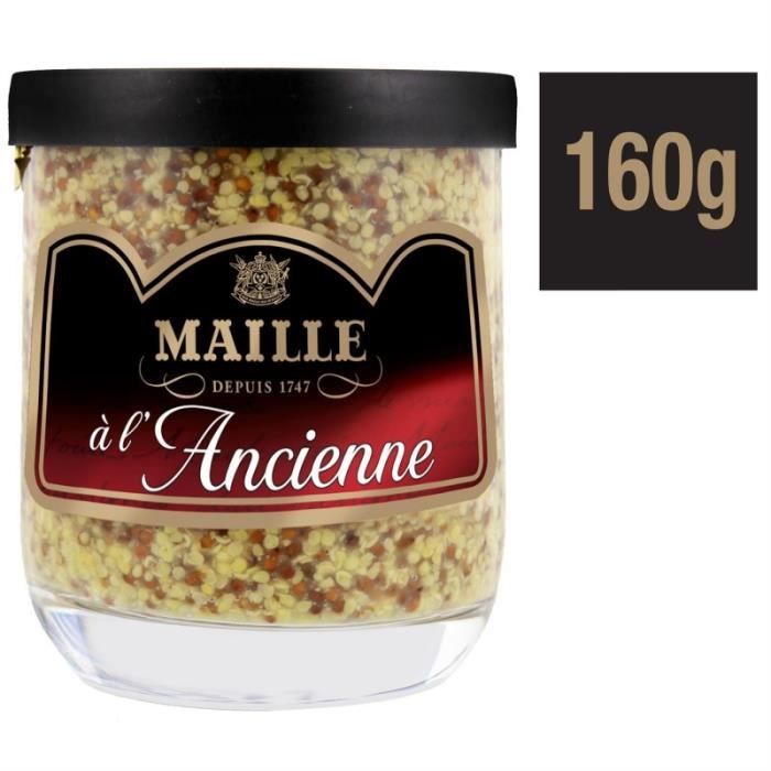 MAILLE - Moutarde À L'Ancienne Verrine 160G - Lot De 4