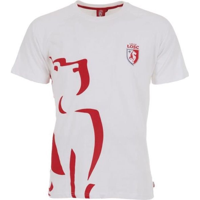 Tee-Shirt Graphic Dogue Lille - Licence Officielle LOSC - Blanc.