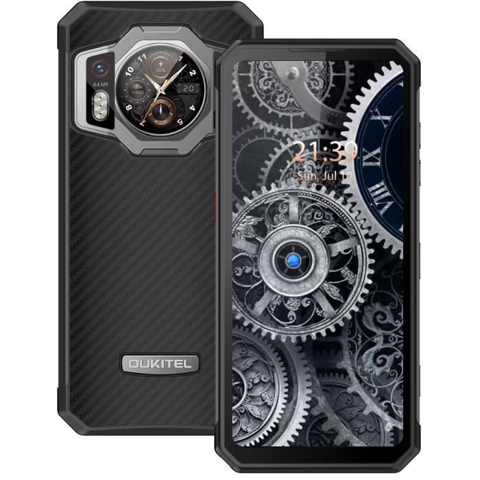OUKITEL WP21 12Go 256Go Double Écran 120Hz Robuste Smartphone Helio G99 6nm Processeur 9800mAh Batterie 64MP Caméra Téléphone
