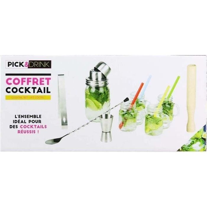 Coffret à cocktail avec 4 shooters 10 cl Incolore