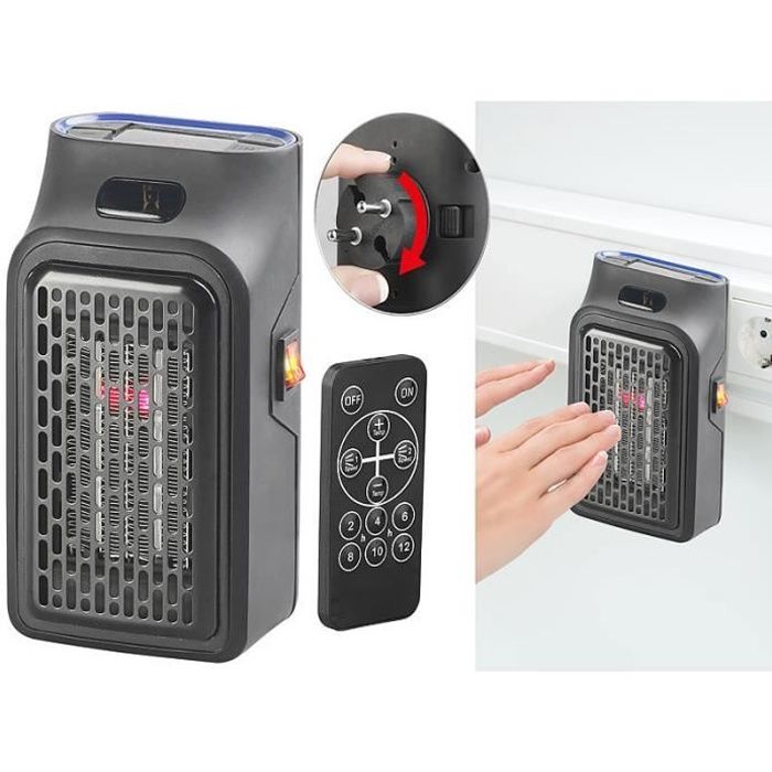 Mini chauffage soufflant télécommandé 500 W sur prise secteur LV-155.rc