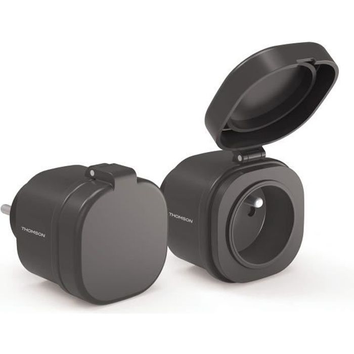 Prise connectée WiFi extérieure - PLUG-0 - Lot de 2 Gris Foncé