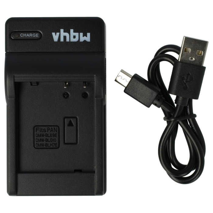 vhbw Chargeur de batterie USB compatible avec Panasonic Lumix DMC-TZ90, DMC-TZ96, DMC-TZ100, DMC-GX9 socle de chargement pour caméra