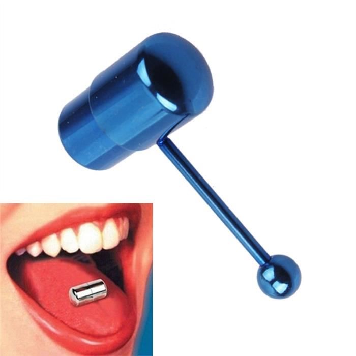 Acier inoxydable Vibrant Langue Anneau Barbell Langue Piercing Bijoux avec 2 Batteries (004)
