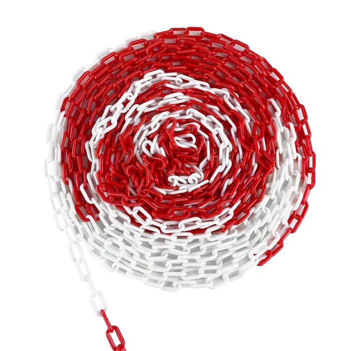 Chaîne Plastique Bicolore Rouge/Blanc 5x20x30 Mm – 25 Mètres – Chaîne Génoise Sécurité Et Signalisation