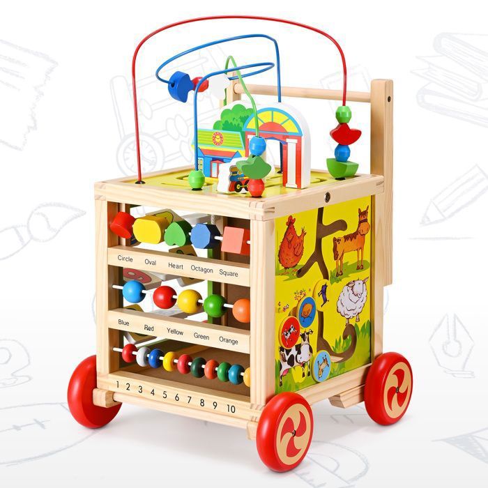 Cube D’activités 6 En 1 Montessori – Jouet Sensoriel Pour Bébé 1 An – Voyage Et éveil