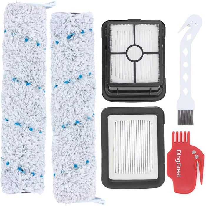 Kit 2 Rouleaux Brosse + 2 Filtres HEPA Compatible Bissell Crosswave 17132 2225N 2582N