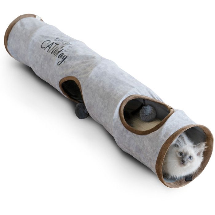 Comparer les prix de Tunnel pour Chat - KaraLuna - 120 x 24 cm - Jouets pour Chats d'intérieur Tunnel pour Chat Tunnel Gris Lapin Tunnel de Jeu Pliable