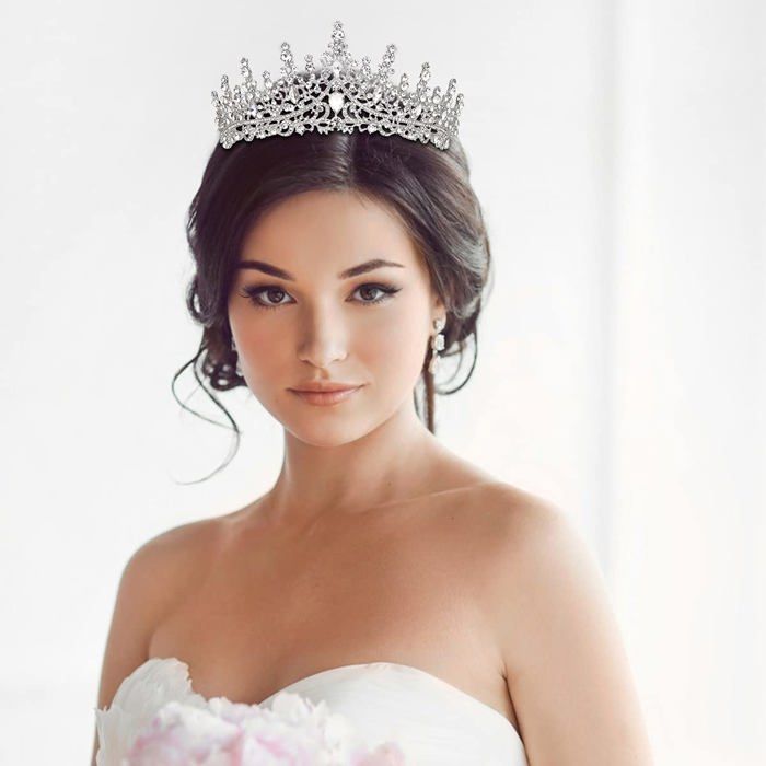 Diadème en argent pour mariée avec cristaux et couronne parfait pour les occasions spéciales et les fêtes