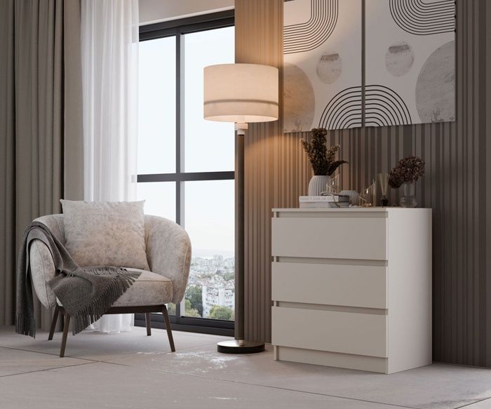 Commode MALMO - Cachemire - 3 tiroirs - design moderne