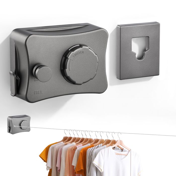 Corde à Linge Rétractable Inox – Cintre Mural, Séchage, Design Moderne