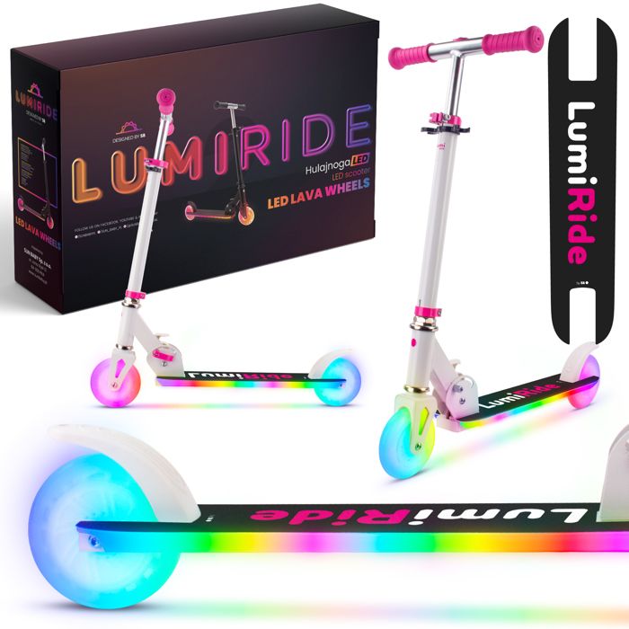 Trottinette Enfant Lumi Ride 3 Roues – Pliable, Lumière LED, Frein Au Pied, Guidon Réglable – Pour Enfants Dès 3 Ans - 3
