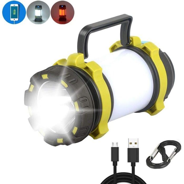 Lampe de camping LED tanche IPX4 rechargeable 3000 mAh 3 modes dclairage pour bivouac et bricolage YYV