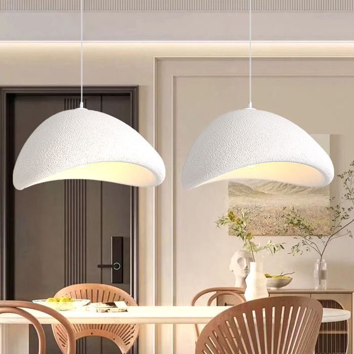 SNOGOLD 2X Lampe Suspendue Moderne Abat-jour en PVC Forme Ciment Blanc Ø60cm E27 Suspension Vintage Lustre Industriel pour Salon