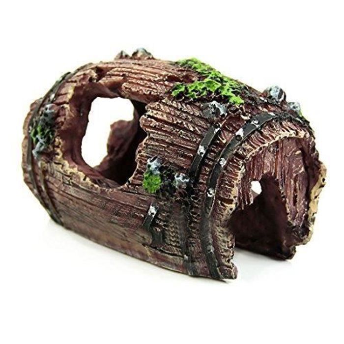 Meilleurs prix pour Ornement pour aquarium en rsine - Rouge - Barrel Cave - 95 x 7 x 5 cm tonneau de vin DECORATION ARTIFICIELLE