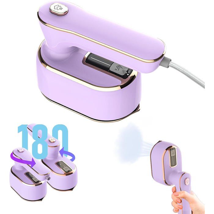 ®RisingFF Mini fer à vapeur pliable 1000 W semelle antiadhésive en céramique fer à vapeur portable 2 en 1 - Risingff