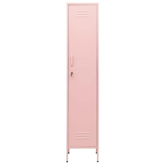 Rose Armoire à casier JILLS Cabinet haut s Rose 35x46x180 cm Acier LV2264