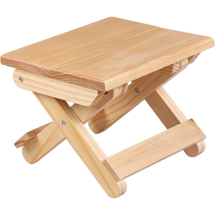 Marchepied pliable en bois massif pour la maison le jeu la pêche le jardin，24x19x17.8 cm