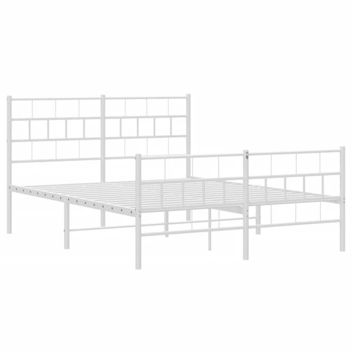 Métal Cadre de lit - BURKE - sans matelas - 2 PLACES - et pied de lit blanc 140x190 cm BB789