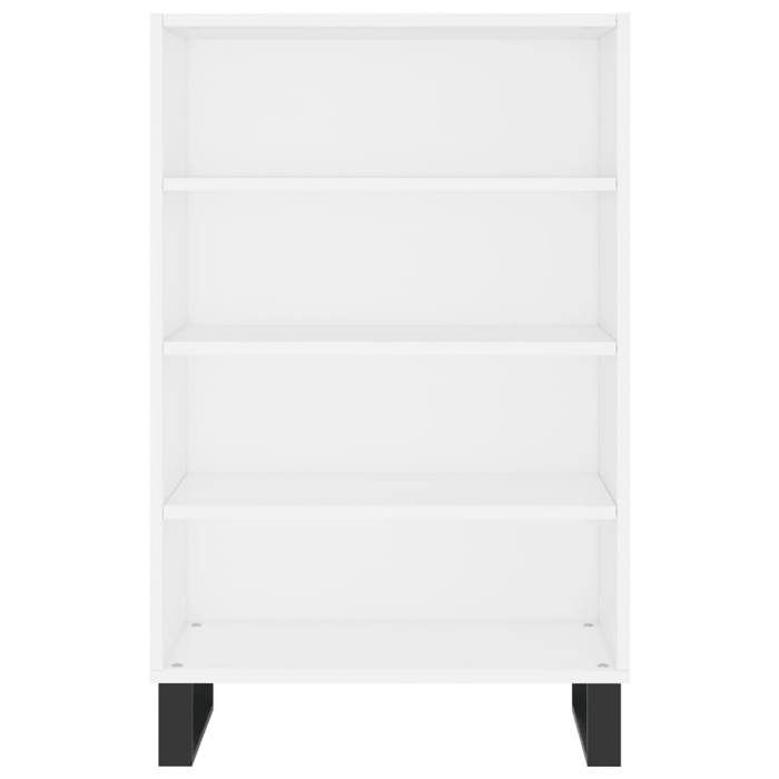 Buffet haut blanc - WIENS - 57x35x90 cm - Bois dingénierie - Pieds en métal - Grand espace de rangement