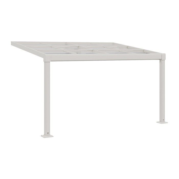 Pergola adossée en aluminium avec toit coulissant - 12 m² - blanc - IZEDA