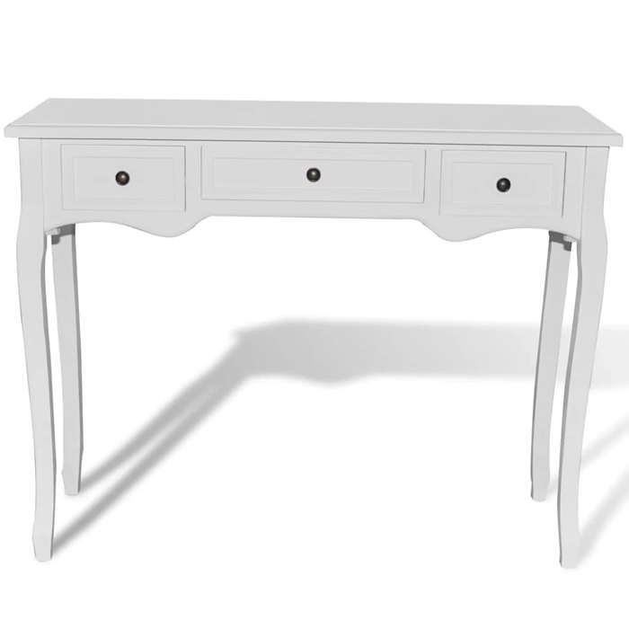 Remise 2026®Grand Table dAppoint Blanc - Table de console et coiffeuse - avec 3 tiroirs - blanc - 114 5916299