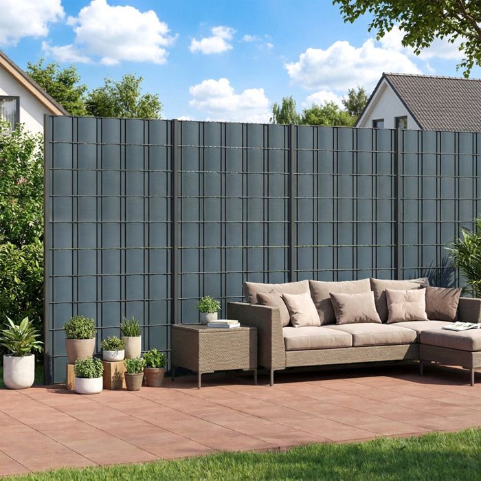 Brise-vue PVC Rouleau Occultant 35m Bande de Protection Visuelle 450g/m² avec 120 Clips de Fixation Gris Anthracite