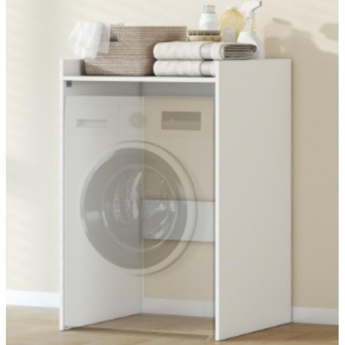 Meuble de salle de bain niche avec étagère ouverte meuble pour machine à laver 64 x 60 x 975 cm blanc