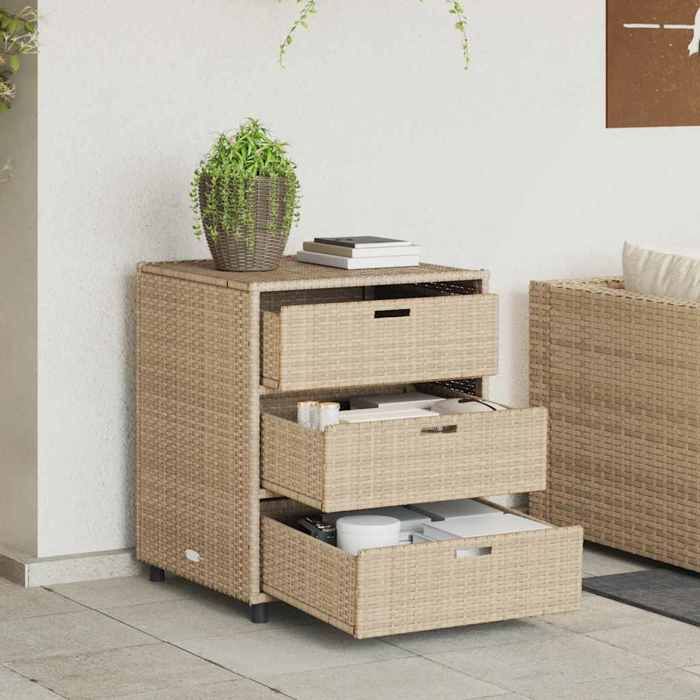 Beige Banc de rangement - SWEETY Armoire de rangement de jardin - Pour balcon - beige 55x59x69cm résine tressée CL14579751219