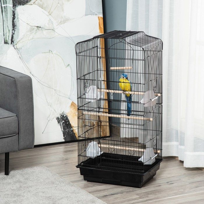 MOTHINESSTO730-Cage à oiseaux volière avec mangeoires perchoirs plateau excrément amovible cage pour canaris perruches perroquets 46