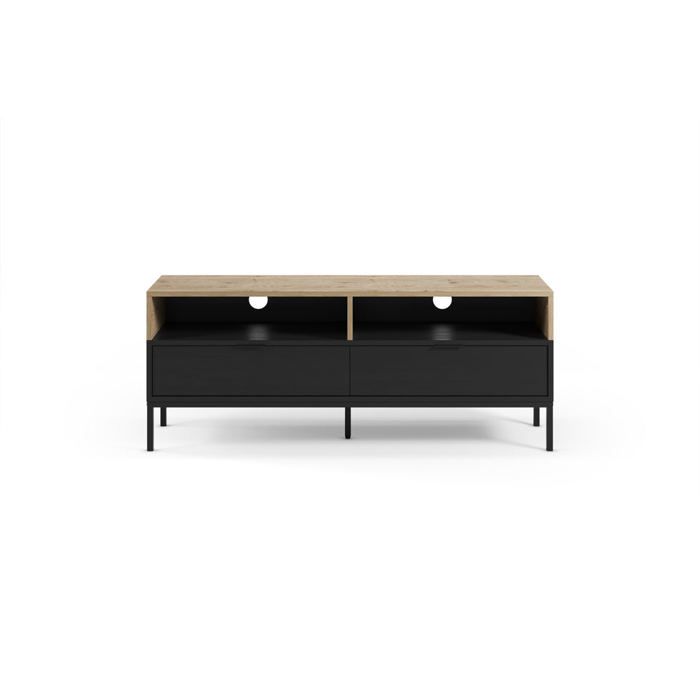 ELINE - Meuble TV 140cm en mélamine - Noir ELINE - Meuble TV 140cm en mélamine - Noir