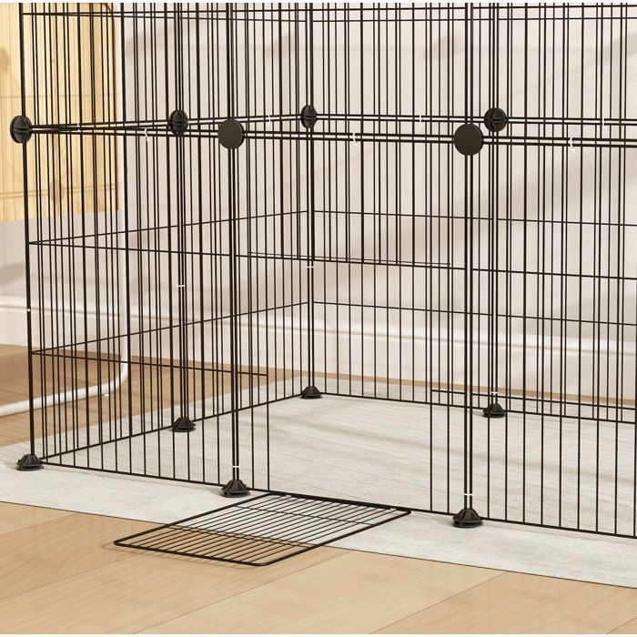 Enclos modulable en acier noir avec porte intégrée 120 x 60 x 80 cm pour lapins et cobayes