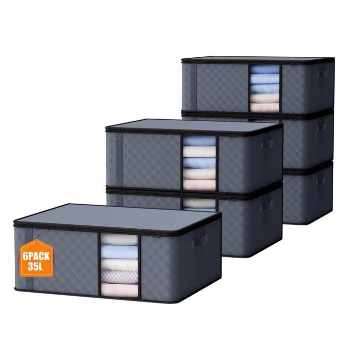 6 pièces de sac de rangement 35L boîte de rangement avec couvercle grandes boîtes de déménagement pour 35 L - HOUSSE DE RANGEMENT