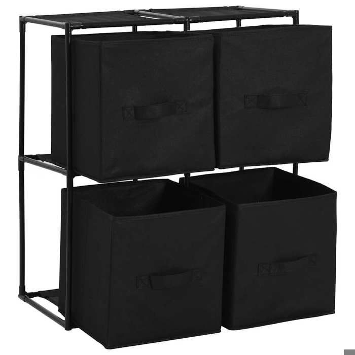 Magnifique Armoire de rangement avec 4 paniers tissu Noir 63x30x71cm Acier - design polyvalent - pour maison - Noir 2.8 kg 2026_1886