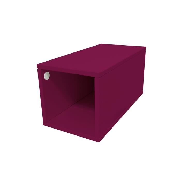 cube de rangement bois largeur 25 cm - couleur - prune, dimensions - 25x50