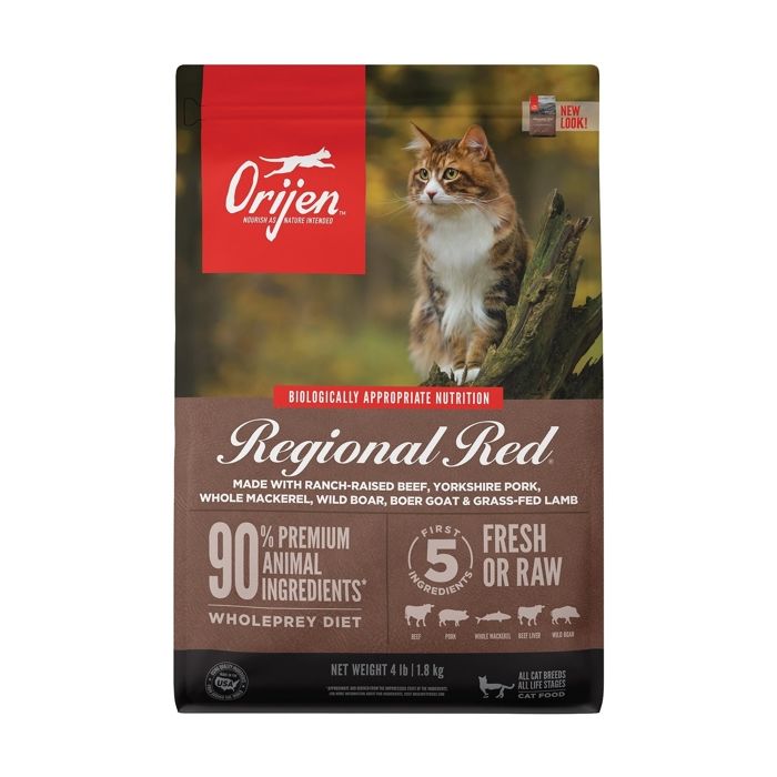 Croquettes Regional Red pour Chat - Orijen - 1 8Kg - 40% protéines - 17% glucides Croquettes Regional Red pour Chat - Orijen - 1 8Kg - 40% protéines - 17% glucides