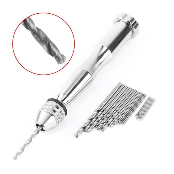 Mandrin sans clé Outils 10 Mèches Forets hélicoïdaux Mini Perceuse À Main Mandrin sans clé Outils 10 Mèches Forets hélicoïdaux Mini Perceuse À Main
