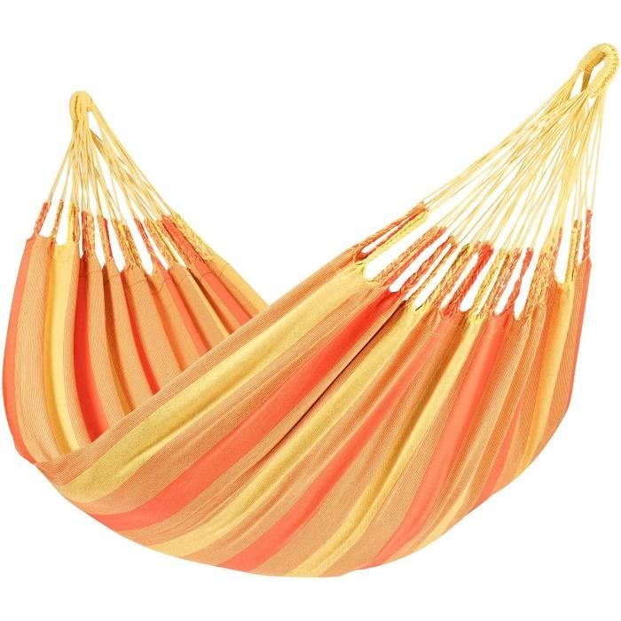 Hamac De Jardin Colombien Simple Jaune – 320 Cm, 120 Kg, 100% Fait Main Pour 1 Personne
