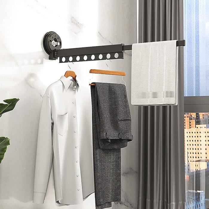 Étendoir à Linge Mural Pliable Invisible Pour Balcon Avec Ventouses Puissantes, Sans Perçage, Multifonction, Séchoir à Linge Monté Sur Fenêtre Avec Qu | Leroy Merlin