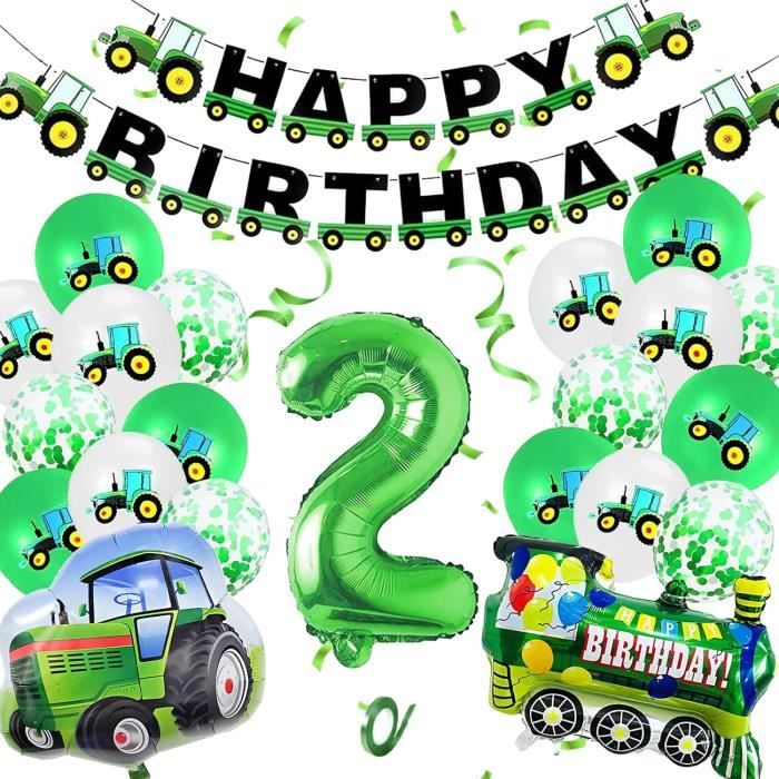 IZoeL Kit Anniversaire Garçon 2 Ans – Ballons Voitures, Bannière Et Déco De Gâteau – Thème Transport
