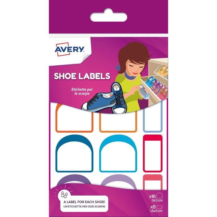 Étiquettes pour chaussures de différentes tailles, 16 et 30 x 30 mm, 8