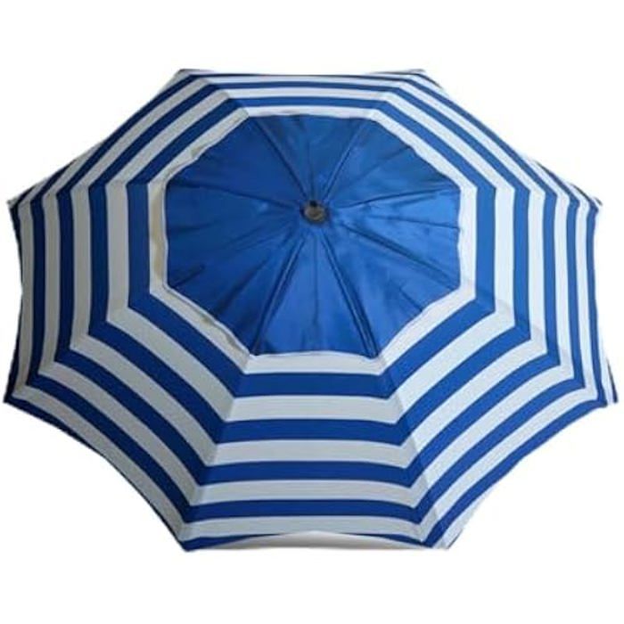 Parasol de jardin rayé Ø 180 cm - BigBuy - Bohème - Aluminium et Oxford - Bleu/Blanc