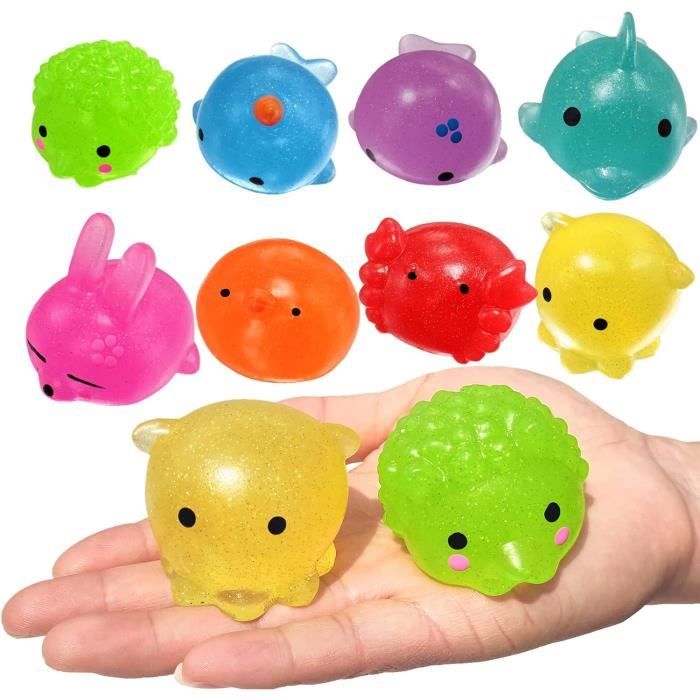 Ensemble de 8 pièces Jumbo Glitter Mochi Squishy Jouet Sensuel Doux Squeeze Fidget Jouets récompenses en ClasseGoody Bag Filler
