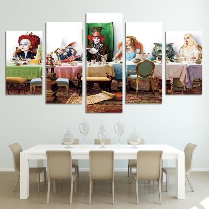 Déco Chambre Alice Au Pays Des Merveilles 5 Pieces Imprime Alice Au Pays Des Merveilles Peintures Toile D Art Murale Salon Modulaire Chambre Image Decoration Interieure Achat Vente Objet Decoration Murale Cdiscount