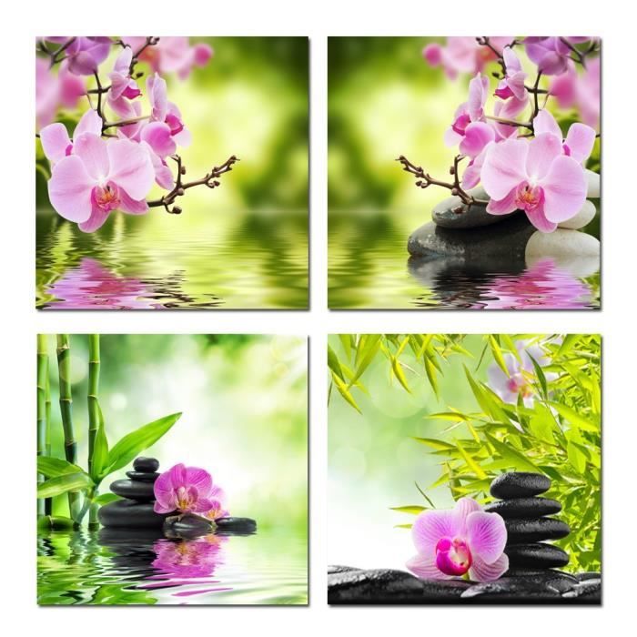 Nature papillon orchidée fleur Zen pierres peinture mur art bambou  illustration impression sur toile(pas étiré pas encadré) - Achat / Vente  tableau - toile - Cdiscount