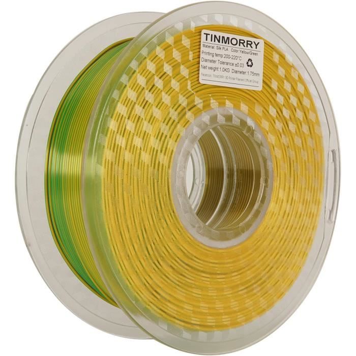 Filament PLA bicolore en soie 1.75mm,Filament pour imprimante 3D,bobine de  1kg,jaune-vert,[Z354] - Cdiscount Informatique
