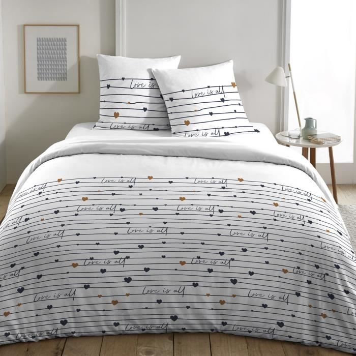 Housse de Couette 220x240cm3 pièces 100%Coton 57 Fils/CM² pour lit 2 Places Parure de Lit 220x240cm 2 taies 65 x 65 cm Parade 