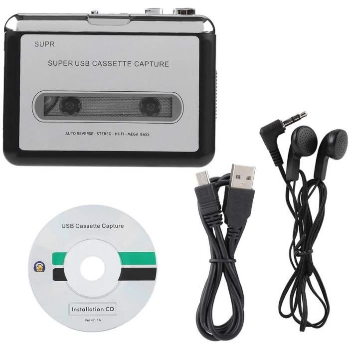 Wendry Convertisseur MP3 De Cassettes,Lecteur Cassette,Cassette Audio à