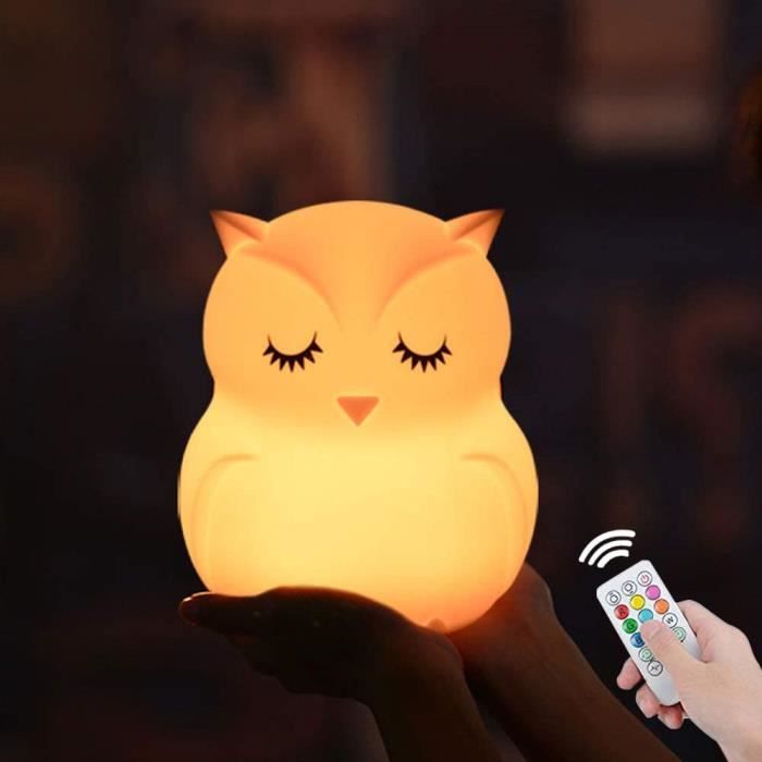 Hibou Led Veilleuse Capteur Tactile Telecommande 9 Couleurs Dimmable Minuterie Usb Rechargeable Silicone Enfant Lampe De Chevet B529 Cdiscount Puericulture Eveil Bebe
